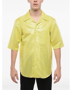 McQueen Textured-Finish Short-Sleeve Shirt - Yellow