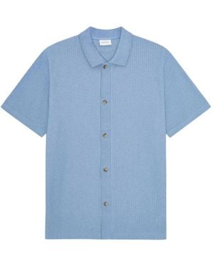Les Deux Pointelle Ss Textured-Knit Short-Sleeve Cardigan - Blue