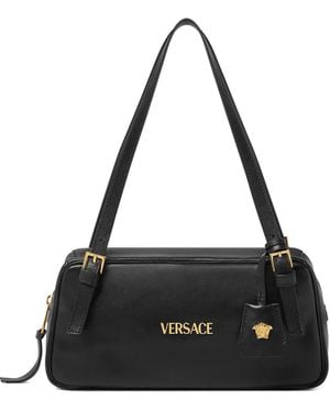 Versace Logo-Plaque Shoulder Bag - Black