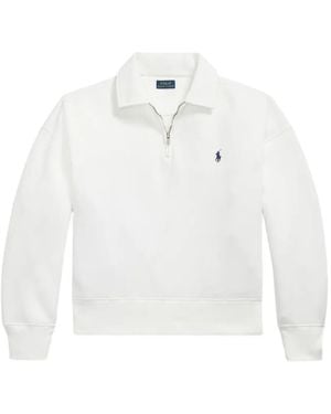 Polo Ralph Lauren Quarter-Zip Pony-Motif Sweatshirt - White