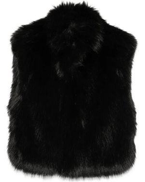 Patrizia Pepe Faux-Fur High-Neck Gillet - Black