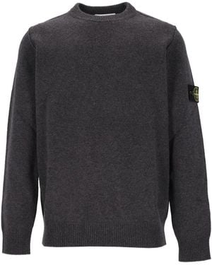 Stone Island Logo-Patch Wool Sweater - Gray