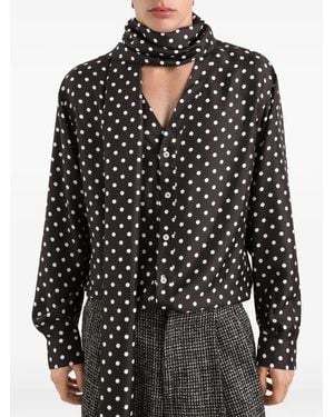 Dolce & Gabbana Chemise Martini En Sergé De Soie À Pois - Black