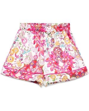 Nissa Printed Satin Shorts - Pink