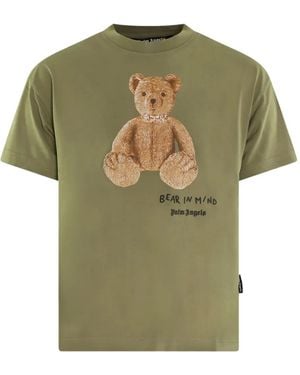 Palm Angels Teddy Bear-Print Cotton T-Shirt - Green