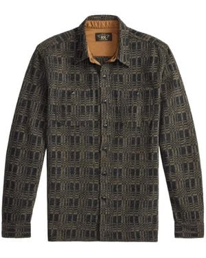 RRL Check Button Overshirt - Gray