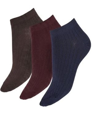 Wolford Rib-Knit Ankle Socks (Set Of Three) - Blue