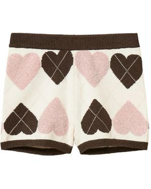 Twinset Jacquard Knit Shorts With Heart Pattern - Multicolore