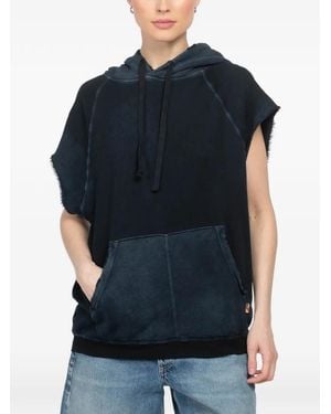 Freecity Hooded Frayed-Trim Top - Blue