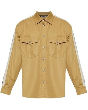 Palm Angels Side-Stripe Pocket-Detail Shirt - Natural