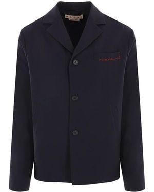Marni Embroidered-Logo Jacket - Blue