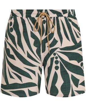 Lygia & Nanny Gil Patterned Drawstring-Detailed Swim Shorts - Green