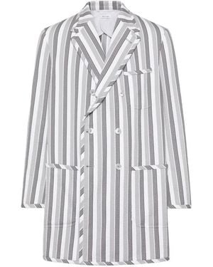 Thom Browne Repp Striped Seersucker Jacket - White