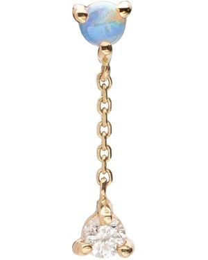 Wwake 14Kt Recycled Small Two Step Opal And Diamond Drop Earring - Metallic