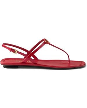 Prada Sandalen Aus Lackleder Mit Zehensteg - Rot