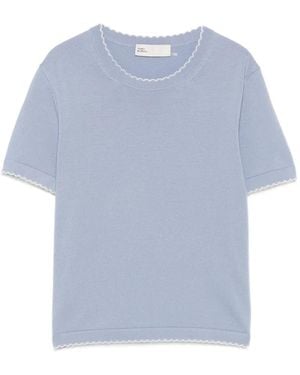Tory Burch Wool Scalloped Top - Blue