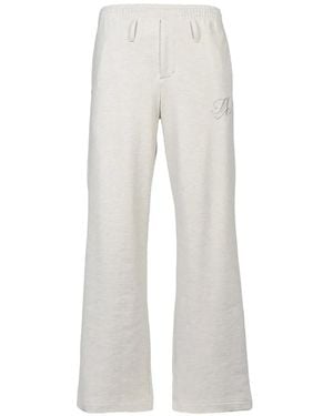 MASU Mb Logo-Embroidered Wide-Leg Track Pants - White