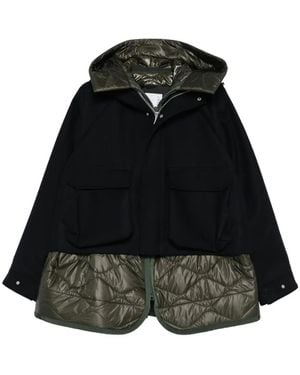 Sacai Hooded Quilted-Panel Jacket - Black