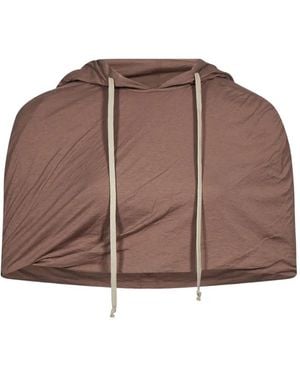 Rick Owens Draped Cropped Hoodie - Brown