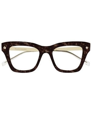 McQueen スタッズ眼鏡フレーム - ブラウン