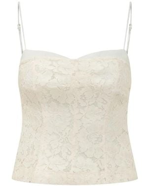 Pinko Lace-Overlay Corset Top - White