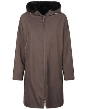 Yves Salomon Reversible Hooded Shearling Jacket - Brown