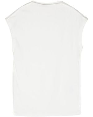Closed Straight-Neck Tank Top - White