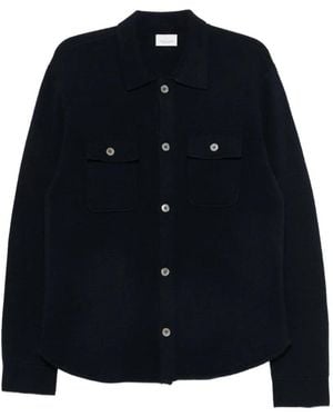 Profuomo Button-Up Knitted Jacket - Blue