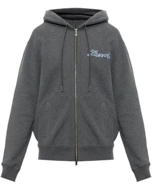 Lanvin Ribbon Zip-Up Hoodie - Gray
