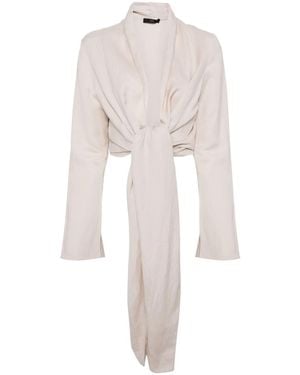 Voz Tie-Fastening Cropped Cardigan - White