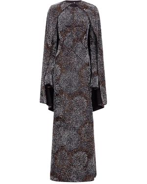 Rabanne Long-Sleeve Pearl Crepe Dress - Grey