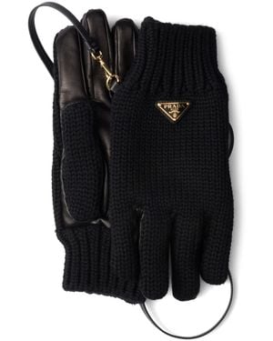 Prada Handschuhe mit Triangel-Logo - Schwarz