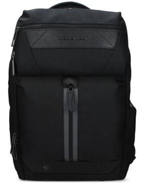Piquadro Logo-Plaque Backpack - Black