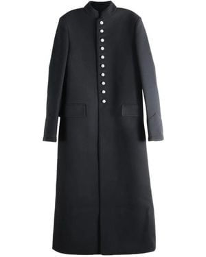 Ann Demeulemeester Alma Button-Up Stand-Collar Coat - Black