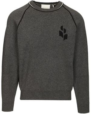 Isabel Marant Pull À Manches Raglan Et Logo Brodé - Gris