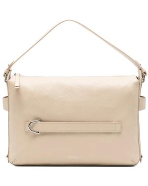 Coccinelle Grainy Leather Shoulder Bag - Natural