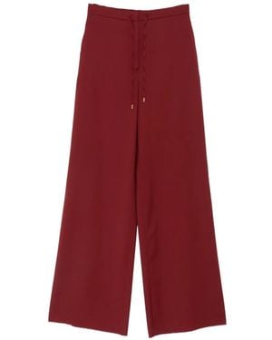 Max Mara Drawstring-Waist Wide-Leg Palazzo Pants - Red