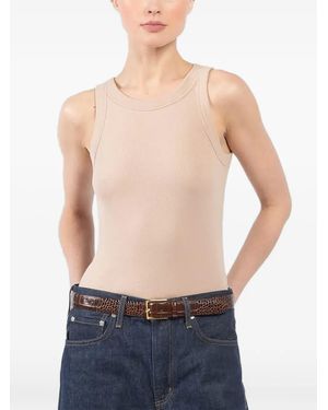 Velvet Ribbed Round-Neck Tank Top - Blue