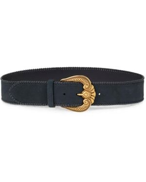 Etro Suede Belt With Paisley Buckle - Blue