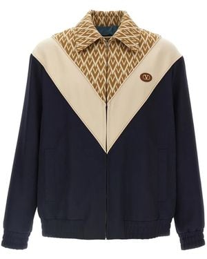 Valentino Garavani Tout La V Print Wool Sport Jacket - Blue
