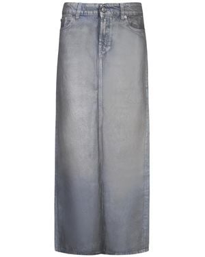 7 For All Mankind Maxirock Im Metallic-Look Mit Schlitz - Grau