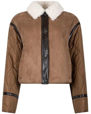 Weekend by Maxmara Quilted Shearling-Collar Jacket - Brown