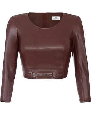 Elisabetta Franchi Embossed Logo-Detail Top - Purple
