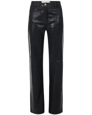 Elisabetta Franchi Vaqueros Holgados Con Efecto Laminado - Negro