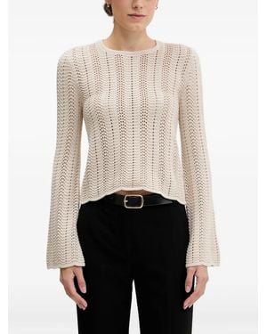Sisley Openwork Knitted Jumper - White