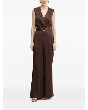 Guess Belted V-Neck Jumpsuit - Brown
