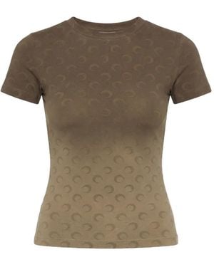 Marine Serre Moon-Print Baby T-Shirt - Brown
