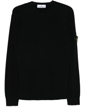 Stone Island Logo-patch Crew-neck Sweater - ブラック