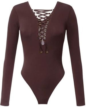 Elisabetta Franchi Langärmeliger Body - Lila