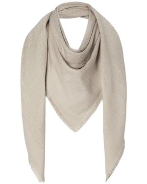 Fendi Sciarpa Con Frange E Logo Ff - Bianco
